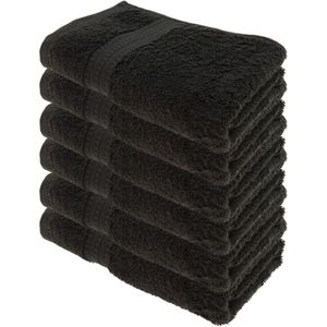Julie-Julsen Handtuch Bio, schwarz, 50 x 100 cm, Handtuch mit Bordüre, 100% Bio-Baumwolle, 550 g/m², 6 Stück