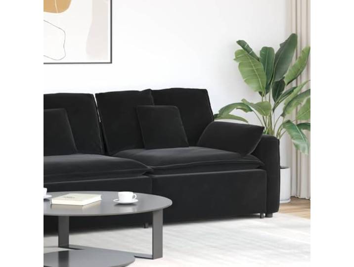 KFPOERTFGD Modulares Sofa mit Armlehne, Samt Wohnzimmer Sitzmöbel Schwarz Samtpolsterung, Metallgestell, Rechts oder links installierbar, Modulbauweise