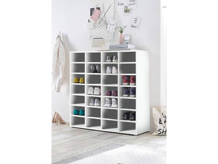 möbelando Regal >Boots< in Weiß matt - 92x98x33cm (BxHxT)
