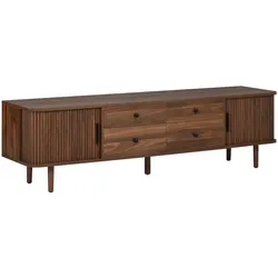 MODFU TV-Lowboard MDF Nussbaum 165 cm mit 4 Schubladen und 2 Schiebetüren