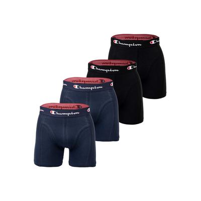 Boxershorts CHAMPION "Boxershort 4er Pack", Herren, Gr. M, blau (blau, schwarz), Obermaterial: 95% Baumwolle CO. 5% Elasthan EL., Unterhosen
