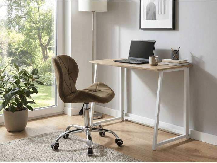 Set für das Arbeitszimmer ZARIMO Tisch 80x40 cm, weiß/Eiche Sonoma + Stuhl AVOLA VELVET, braun