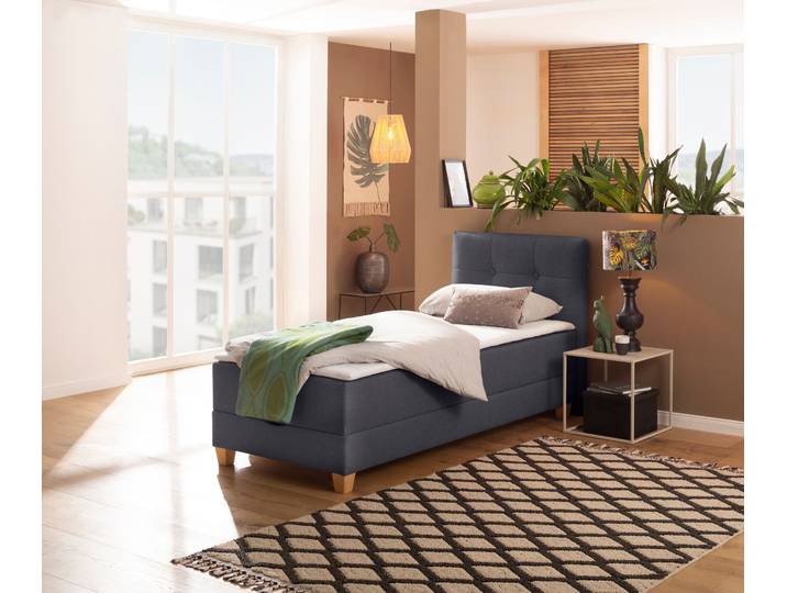 Boxbett, Anthrazit, 98x207 cm, Holzwerkstoff, Bettkasten & Topper, Klassisch, Home-affaire