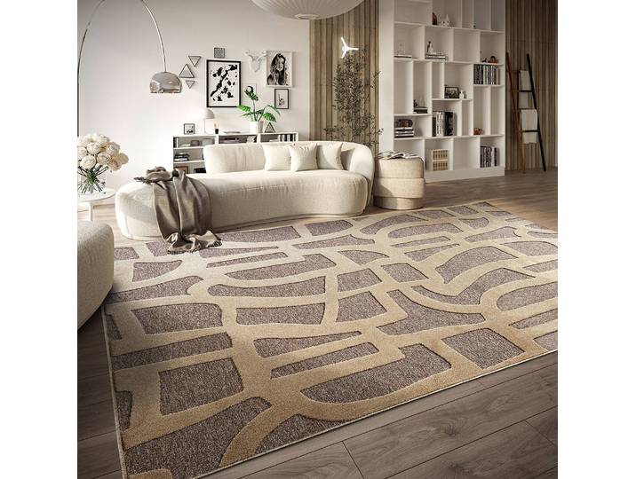 Kurzflorteppich Therese Beige/Beige 160 x 230cm Baumwollstoff