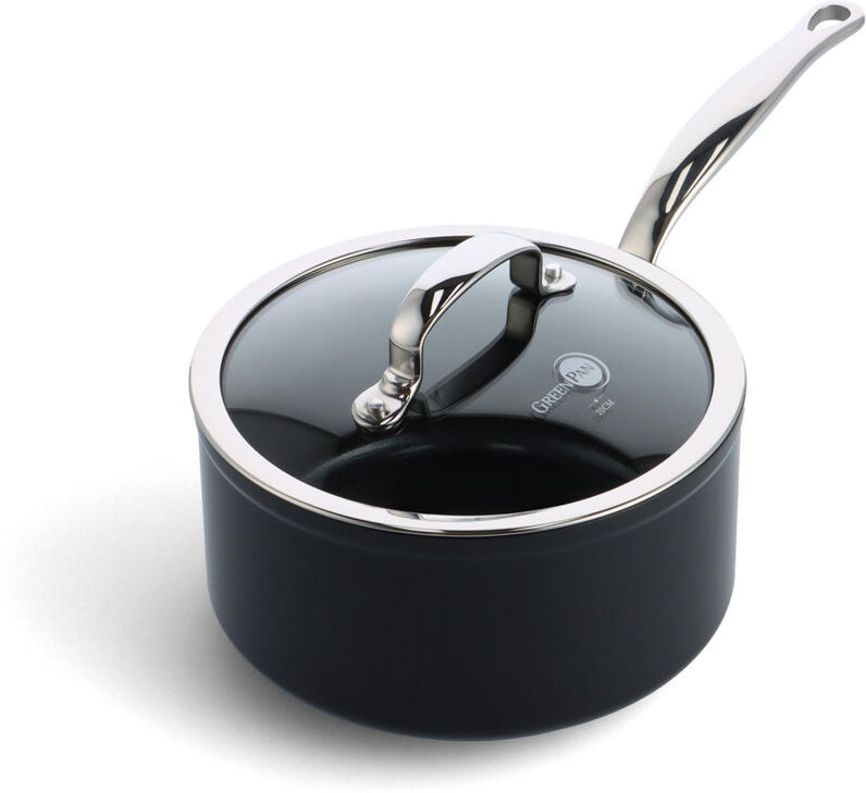 GreenPan Barcelona Pro PFAS Free Non Stick Saucepan Satin Black 16 cm H x 39 cm L x 20 cm W