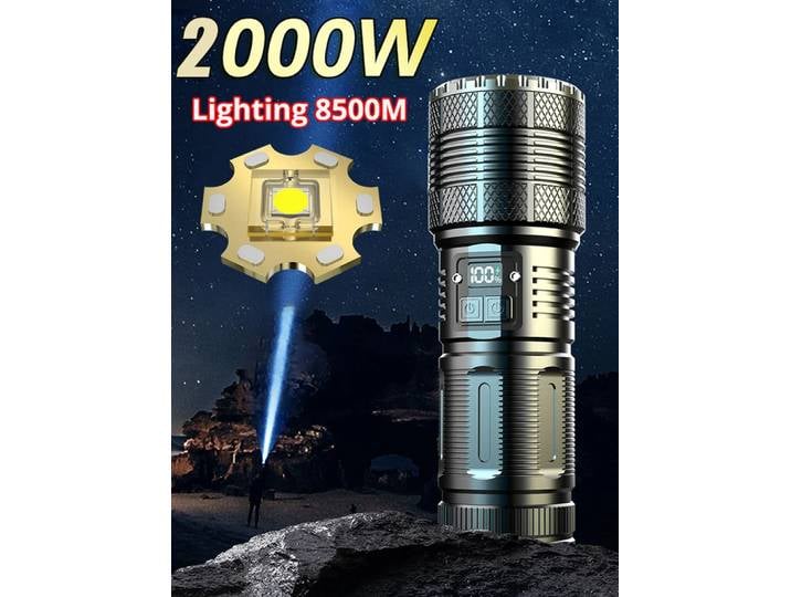 Lampe de poche LED 10000M, rechargeable par USB-C, lampe torche 8000W, 9900000000LM, lampe torche puissante, lanterne tactique à zoom, batterie 20000mAh