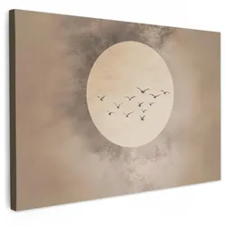 LEINWANDBILD Vogel - Beige - Japanisch Groß 140x90 cm