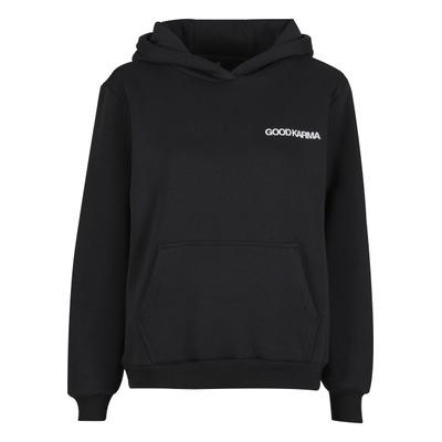 Kapuzensweatshirt MISS TEE "Miss Tee Back Around Ladies Fluffy Hoody", Damen, Gr. S, schwarz, 70% Baumwolle, 30% Polyester, bedruckt, Rundhals, Sweatshirts