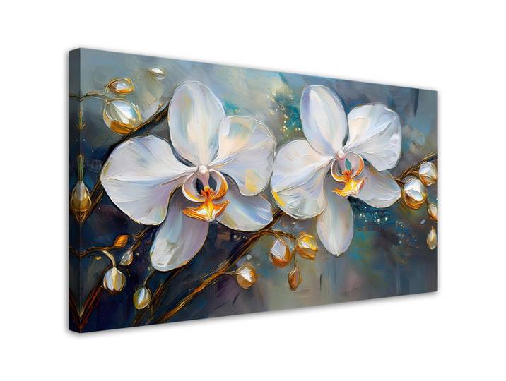 Feeby Leinwandbild Orchideen weiße Blumen 120x60cm, Weiß, Floral, Rechteckig, 120x60 cm, Bilder & Rahmen, Bilder, Leinwandbilder