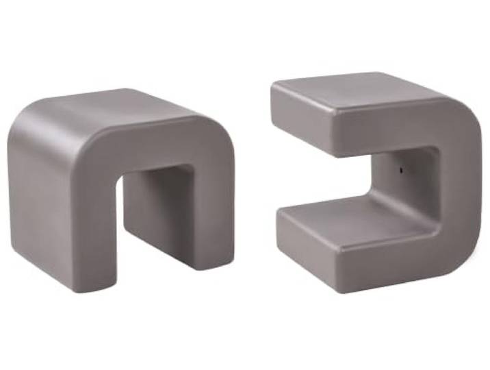 Beliani Beistelltisch 2er Set Kunststoff Taupe organische Form In- & Outdoor modern Mozia