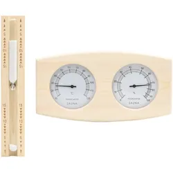 vidaXL 2-in-1 Sauna-Hygrothermograph und Sanduhr Set Massivholz Kiefer