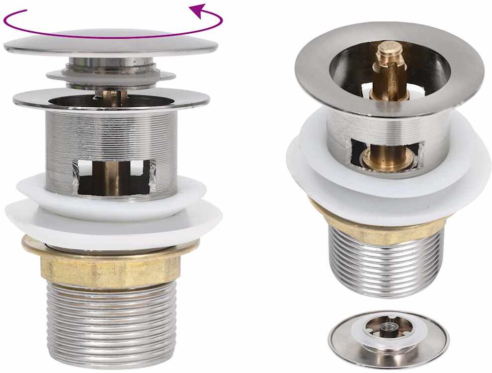 vidaXL Drain à poussoir avec débordement Argenté 6,4x6,4x9,1 cm