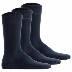 Hudson Unisex Socken, 3er Pack - Simply, Basic Socken, einfarbig Dunkelblau / 35-38