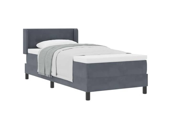 Boxspringbett mit höhenverstellbarem Kopfteil Dunkelgrau 200 x 80 cm Samt