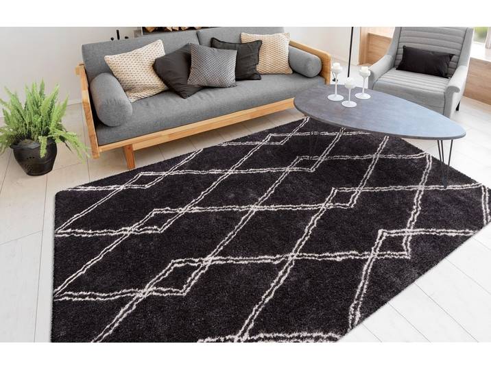 Teppich ME GUSTA Orlando 125 , grau (anthrazit), B:200cm H:27mm L:290cm, Polyester, Teppiche, Teppich, Weicher Hochflorteppich, dezent gestaltet,Fussbodenheizung geeignet