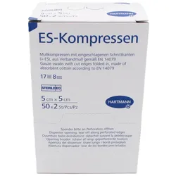 Hartmann ES Mullkompressen steril 5 x 5 cm, 17-fädig, 8-fach 1 Karton = 32 Pack à 50 x 2 Stück
