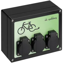 Spelsberg 20003001 E-Bike Ladestation, schwarz, Schutzart IP44, Schlagfestigkeit IK08, Schutzklasse II, Bemessungsisolationsspannung 400V AC
