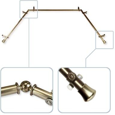 "InStyleDesign 13/16"" Bay Window Curtain Rod - 20-36 inches, 38-72 inches"