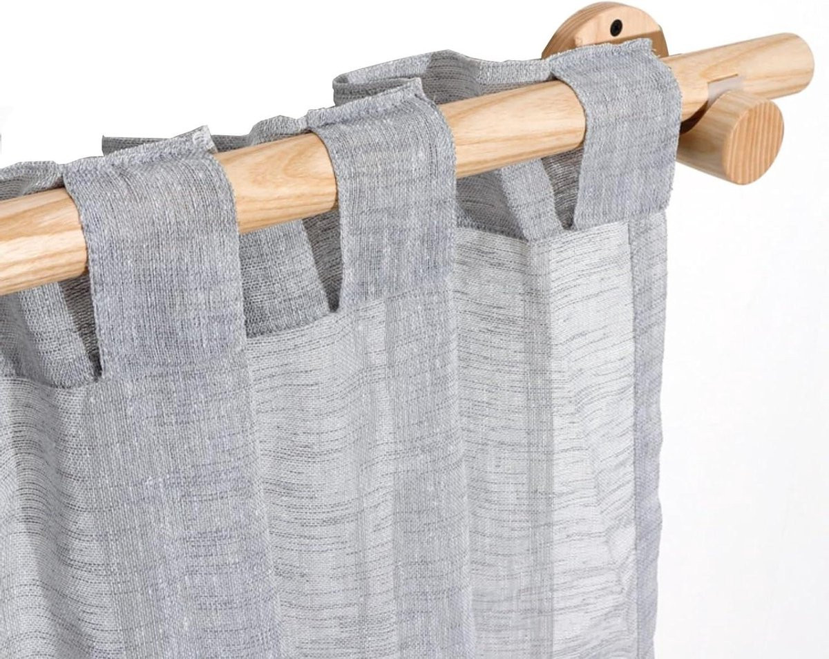 Gordijnroede Romeinse stijl enkele staaf van massief hout in houtkleur, 160 cm