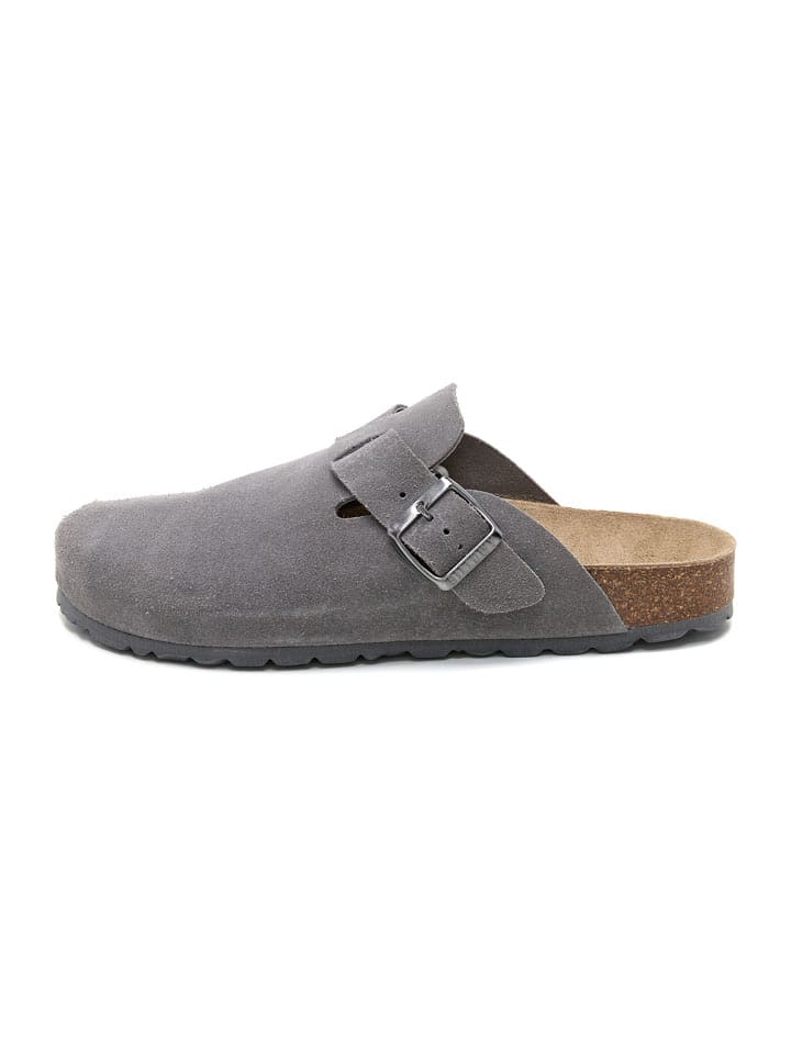 billowy Leder-Clogs in Grau - 37