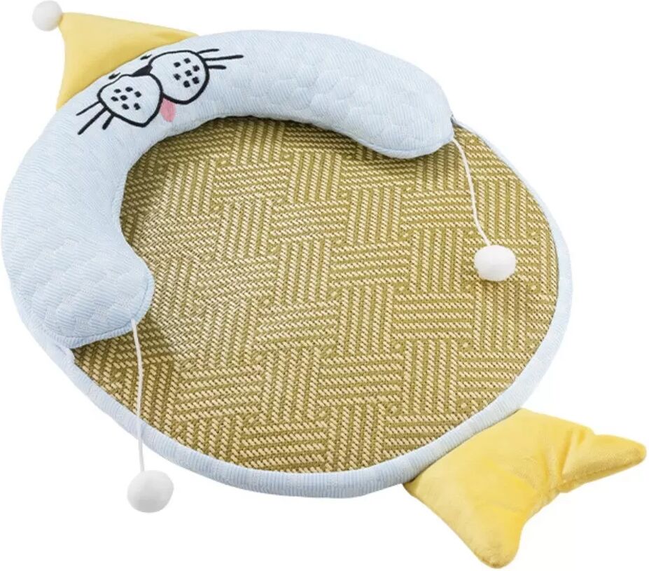 INF Sommer-Kühlmatte für Haustiere - Polyester-Kühlpad mit Nackenstütze, abnehmbar und waschbar, rutschfest M Blau