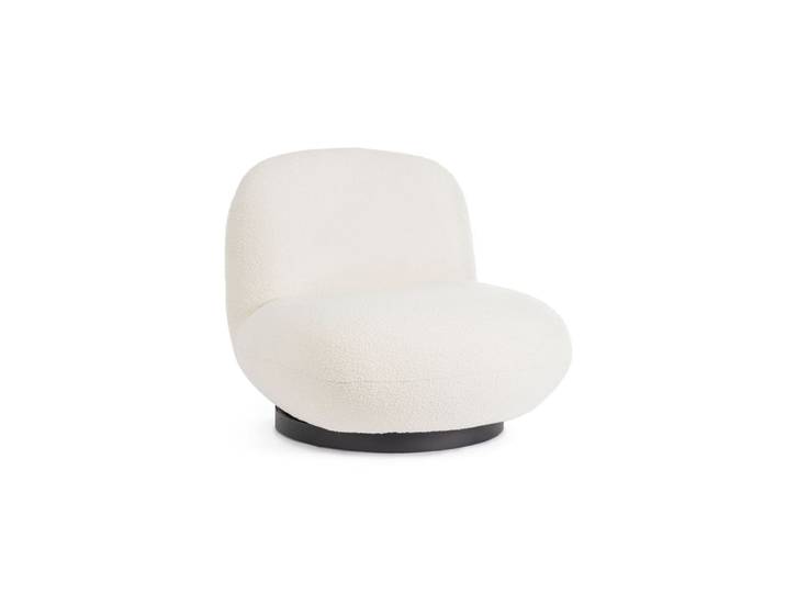 Fauteuil pivotant en tissu bouclette blanc