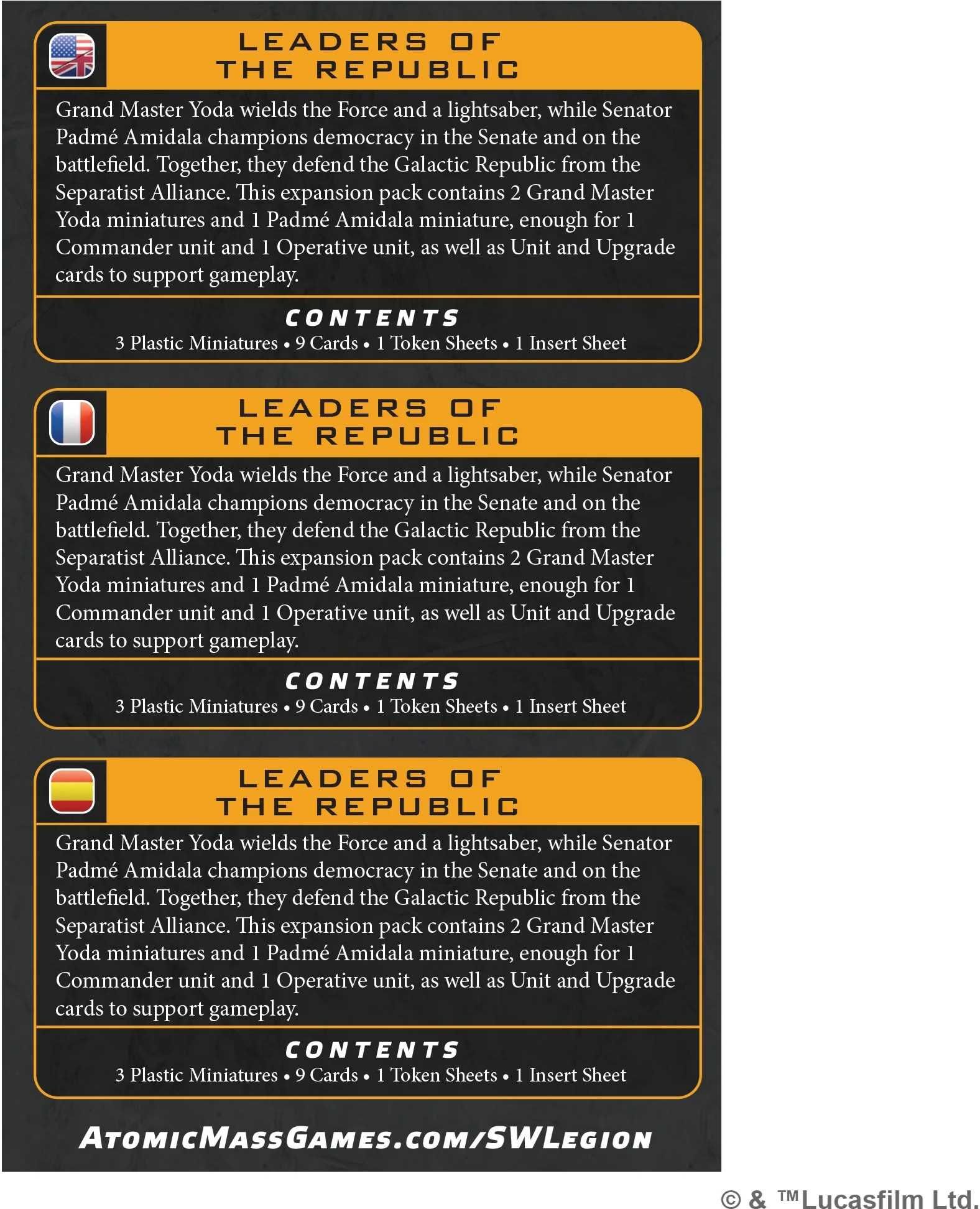 Atomic Mass Games Star Wars: Legion – Leaders of the Republic (Padmé ; Yoda) Character Expansion for Board Game