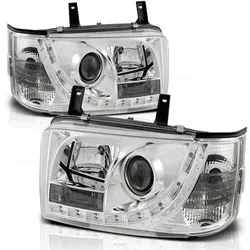 Scheinwerfer LED Tagfahrlicht Optik passend für VW T4 Bus Bj. 90-03 Chrom