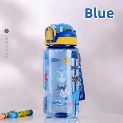 Uplifted Goods Dinosaur Water Bottle For Kids With Silicone Straw And Leakproof Design blue 600ml