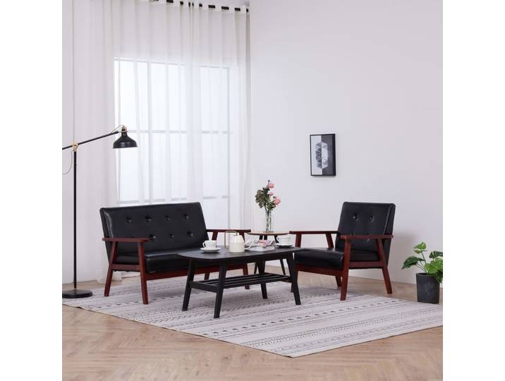 vidaXL Ensemble de canapés 2 pièces noir similicuir