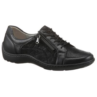 Schnürschuh WALDLÄUFER "HENNI", Damen, Gr. 5 (38), schwarz, Nappaleder, Nubukleder, Schuhe Schnürschuh, in Schuhweite H = sehr weit, Freizeitschuh, Halbschuh, Schnürschuh