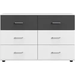 Wimex, Kommode + Sideboard, Kommode - RHODES - 6 Schubladen - Weiss / Graphit-Retusche - 130 x 41 x 83 cm - (130 x 41 x 83 cm)