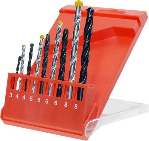 Kwb 420200 9teilig Universal-Bohrersortiment Metall, Stein, Beton, Mauerwerk, Ziegel, Holz 3 mm, 4 mm, 5 mm, 6 mm, 8mm