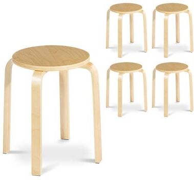 Costway Set of 4 18 Inch Wood Home Backless Dining Chairs-Natural