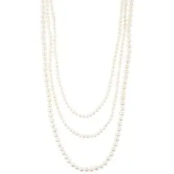 PERLEA 3rhg. Collier Süßwasserzucht- perlen 4-6mm Silber rhodiniert