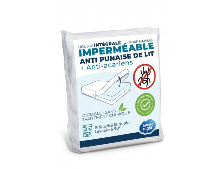 Housse intégrale matelas imperméable anti-punaise de lit 180x200x30 cm
