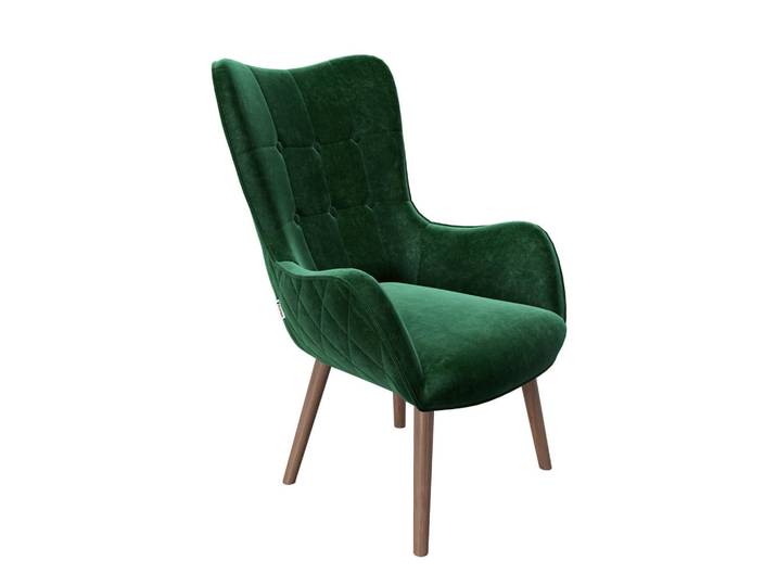 Playboy Ohrensessel Lesesessel, Grün, Holz, Birke, Vintage, 68x99x77 cm, Wohnzimmer, Sessel, Ohrensessel