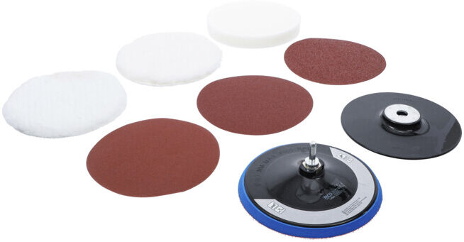 BGS Jeu de disques à poncer et polir, Ø 180 mm, 8 pièces ; BGS technic (74380)