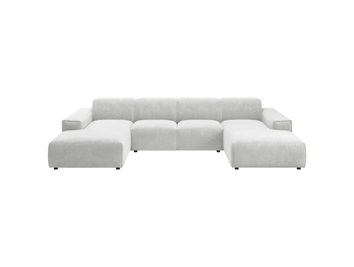 Pure Home Lifestyle Wohnlandschaft, Platin, Kunststoff, 6-Sitzer, U-Form, 340x189 cm, erweiterbar, Typenauswahl, planbar, individuell Armteil links, rechts, Stoff-/Lederauswahl, Wohnzimmer, Sofas & Couches, Wohnlandschaften, Wohnlandschaft U-Form