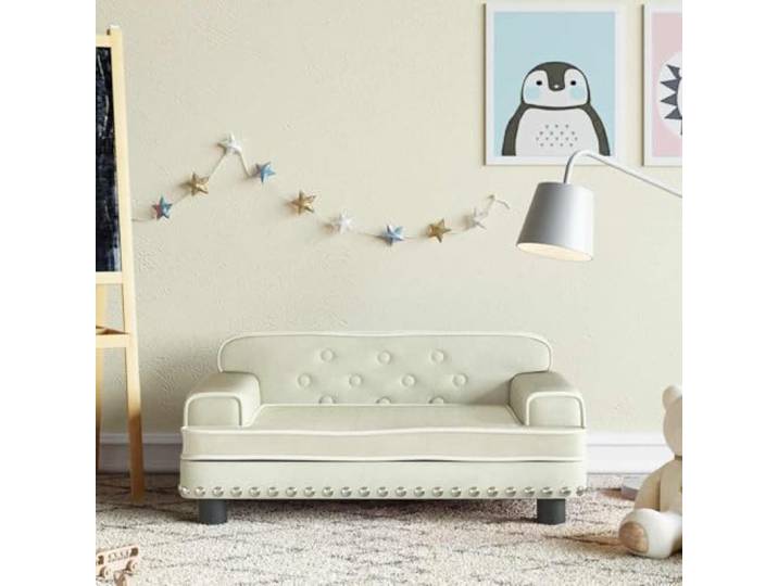 KQWQERT Kindersofa Samt Couch Kleinkinder Sessel Creme 70x45x30 cm Massives Kiefernholz, Sicher ohne Ecken, Für Kinder 3-6 Jahre
