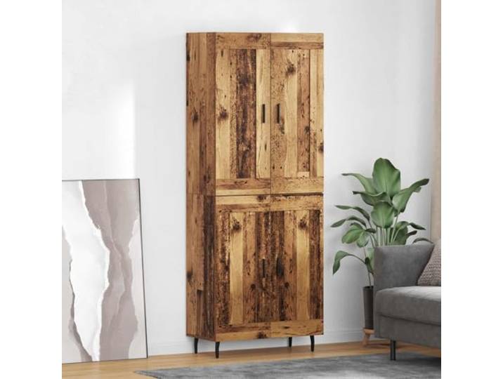RJPLMFV Anrichte mit 2 Türen, Holz, moderne Technik Griffe aus Eisen, konische Füße, Regale, Aufbewahrung, Wohnzimmer oder Esszimmer