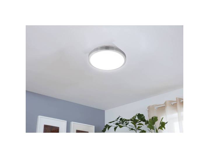 Plafonnier LED Competa Ø 25cm Blanc/Argenté Matériau principal : matériau synthétique Matériau secondaire : acier brossé LED non-remplaçables