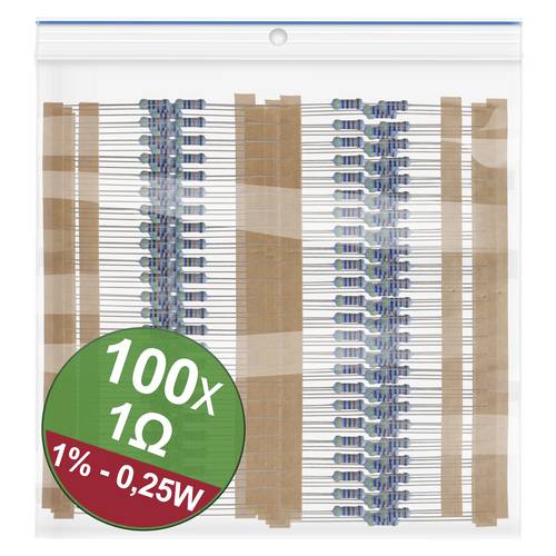 Quadrios 22P038 22P038 Metallschicht-Widerstand Sortiment 1Ω axial bedrahtet 0.25W 1% 1 Set