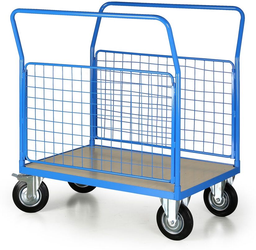 B2B Partner Plattformwagen mit 2 Gitterwänden, 1000 x 700 mm