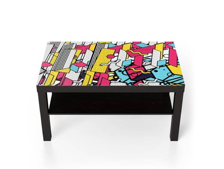 DEQORI Glastisch schwarz groß 90x50 cm Motiv Energie in Farbe ausgefallener Beistelltisch aus Glas Hochglanz Couchtisch fürs Wohnzimmer moderner Couch Tisch mit Design