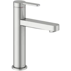 KEUCO IXMO Einhebel-Waschtischmischer 130 IXMO Flat ohne Zugstangen-Ablaufgarnitur IXMO Flat, Rosette rund Edelstahl-finish