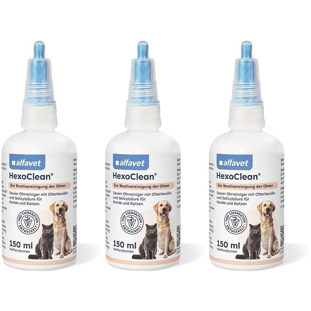 Hexoclean saurer Ohrreiniger f.Hunde und Katzen x3 3x150 ml Lösung