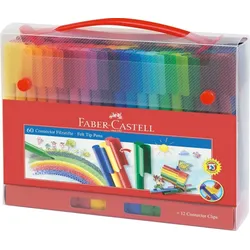 FABER CASTELL Filzstift Connector farbig sortiert VE=8x60 Stück Koffer
