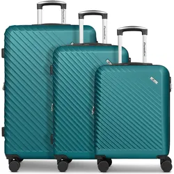 Check.In Paradise 2.0 4 Rollen Kofferset 3-teilig mit Dehnfalte, Koffer, Grün