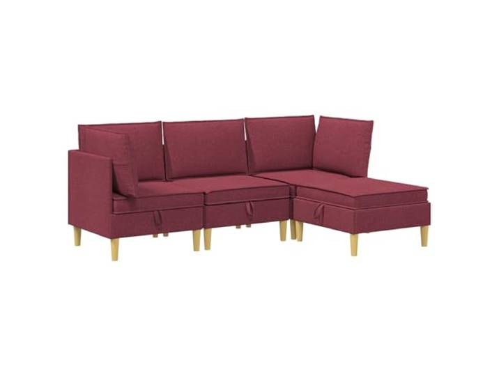 PUGYNBK Modulares Sofa, 4-teilig, weinrot, mit Stauraum Robustes Sperrholz, Kissen aus Polyester, abnehmbare Bezüge, flexible Aufteilung